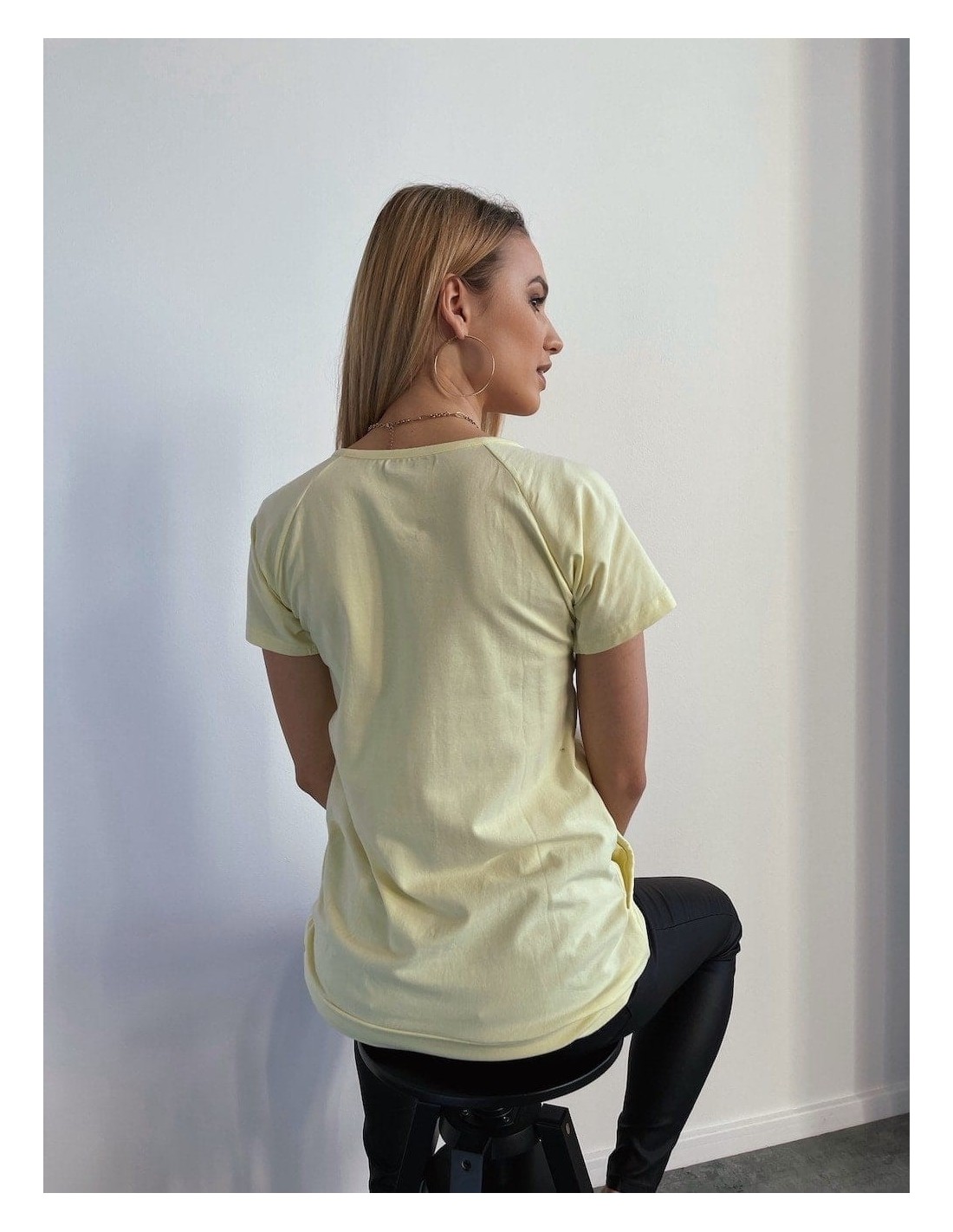 Loose T-shirt with pockets, lemon A250 - Online store - Boutique